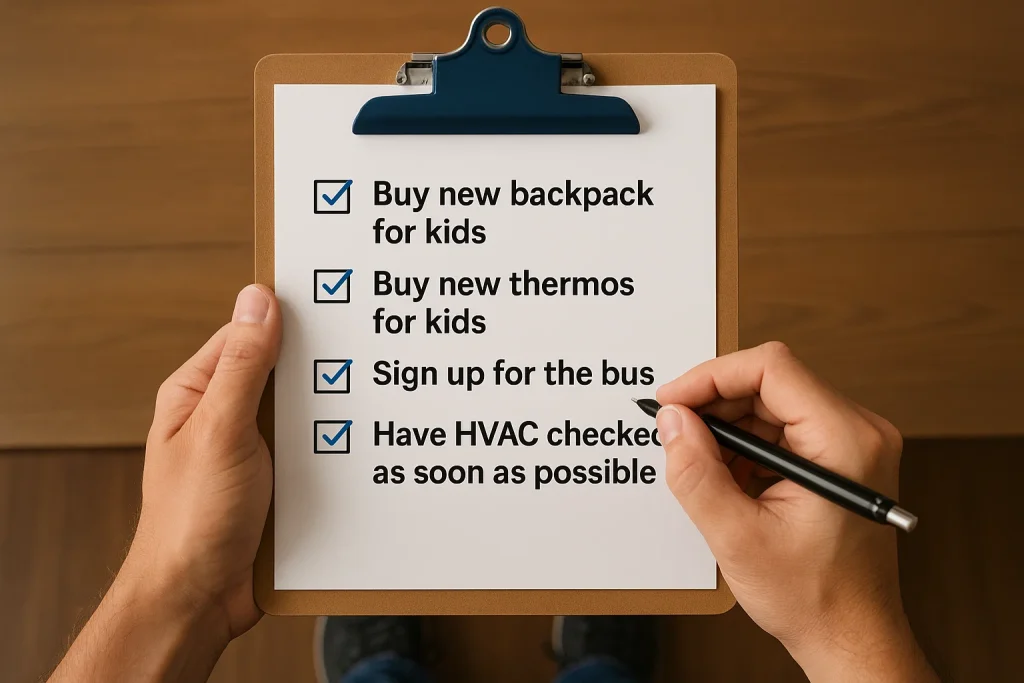 An image of a person checking off items on a checklist