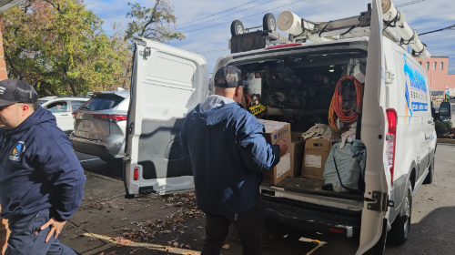 McDaniel technicians loading van